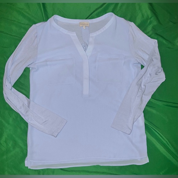 Milano Italy Sky Blue Jersey Chiffon Top size Medium - Picture 3 of 7